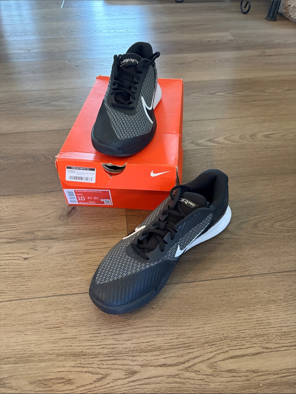 Nike Womens Black and White court Shoes